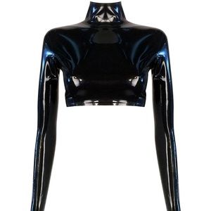 Vex Latex Long Sleeve Crop Top Goth Punk Cyber